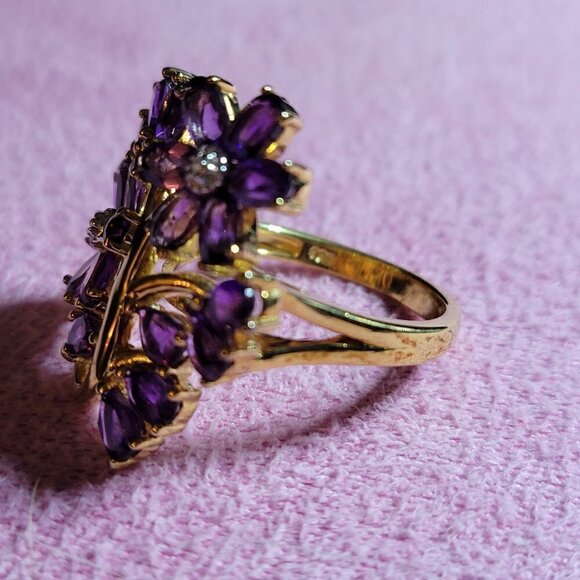 JTV Amethyst and White Topaz Ring Size 9 - Picture 4 of 6